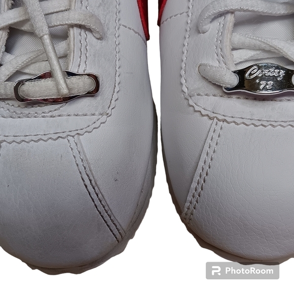 NIKE CORTEZ BASIC WHITE/RED/ROYAL BLUE RUNNING KIDS YOUTH Size 3.5Y - Picture 6 of 7